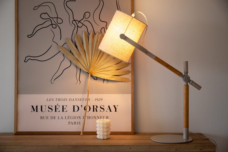 Dennis Bordlampe - Beige/Natur/Hvit - Belysning - Innendørsbelysning & Lamper - Bordlampe