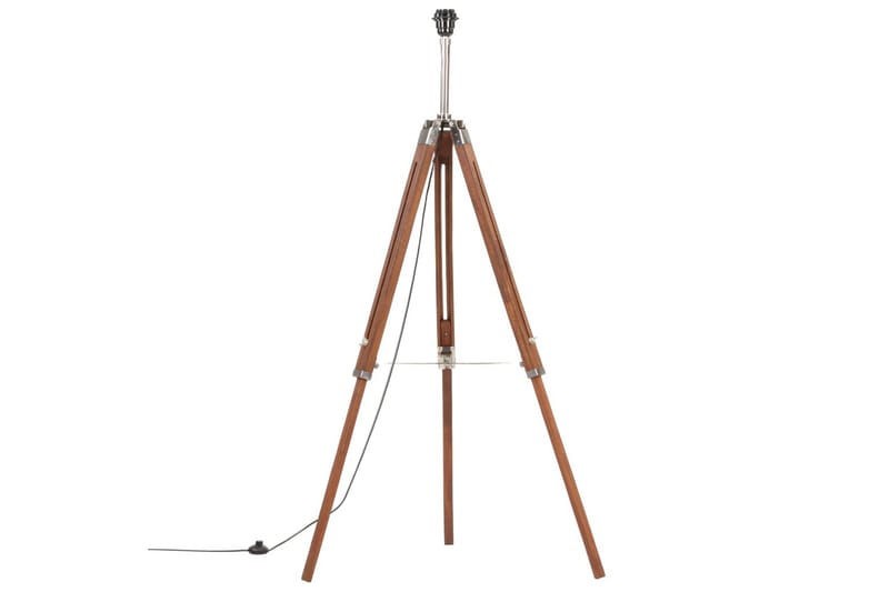 Gulvlampe med stativ honningbrun og grå heltre teak 141 cm - Brun - Belysning - Innendørsbelysning & Lamper - Gulvlampe