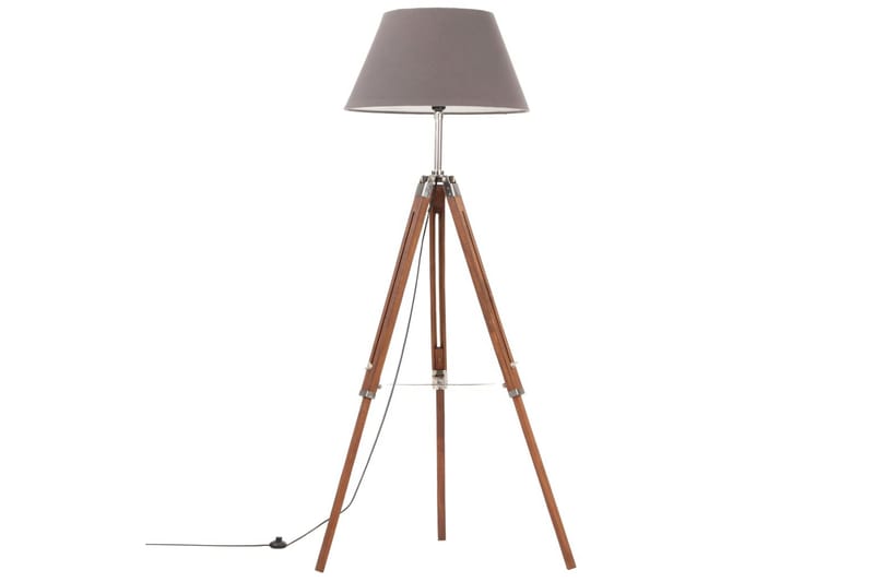 Gulvlampe med stativ honningbrun og grå heltre teak 141 cm - Brun - Belysning - Innendørsbelysning & Lamper - Gulvlampe