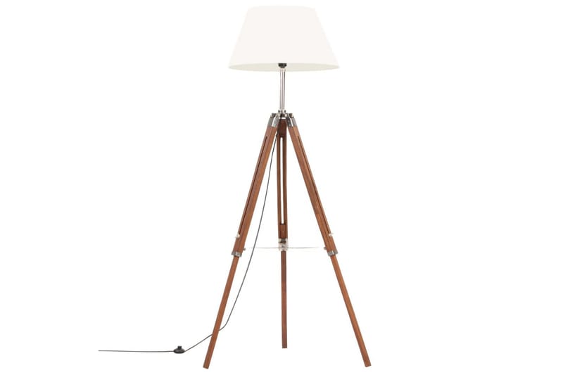 Gulvlampe med stativ honningbrun og hvit heltre teak 141 cm - Brun - Belysning - Innendørsbelysning & Lamper - Gulvlampe