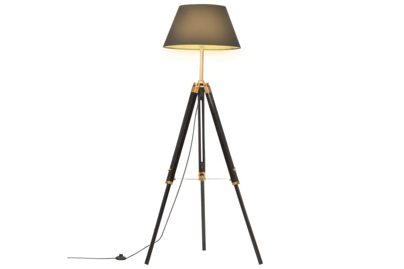 Gulvlampe med stativ svart og gull heltre teak 141 cm - Svart - Belysning - Innendørsbelysning & Lamper - Gulvlampe