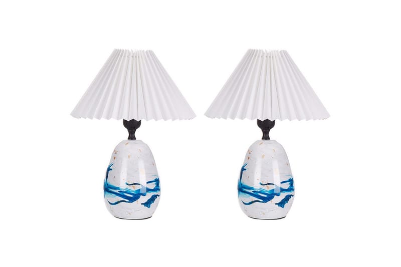 Kamati Bordlampe 2 stk 35 cm E27 - Hvit/Blå - Belysning - Innendørsbelysning & Lamper - Bordlampe