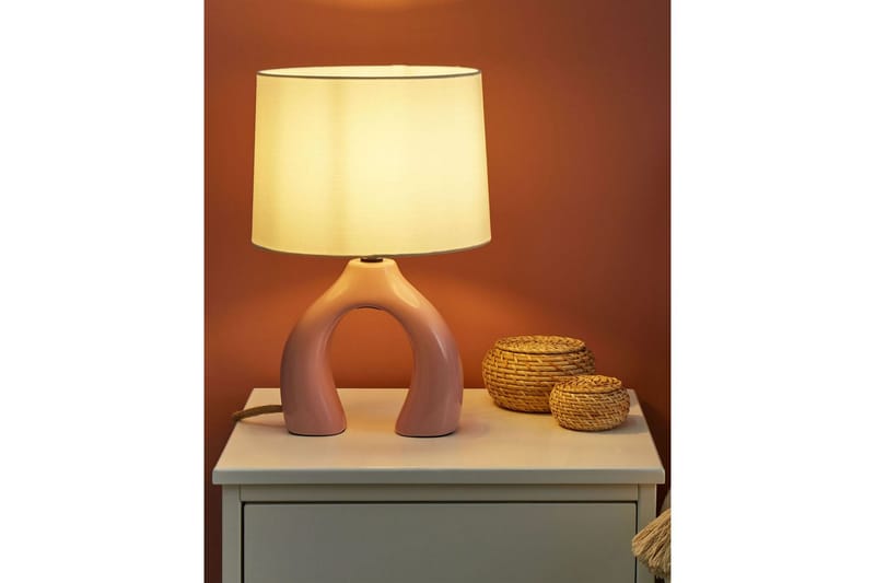 Avsaki Bordlampe 43 cm E27 - Rosa/Hvit - Belysning - Innendørsbelysning & Lamper - Soveromslampe - Sengelamper - Nattbordslampe stående