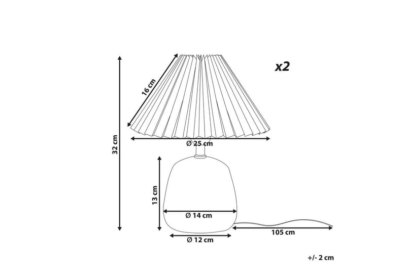 Dovgado Bordlampe 2 stk 32 cm E27 - Lysegrå/Svart - Belysning - Innendørsbelysning & Lamper - Soveromslampe - Sengelamper - Nattbordslampe stående