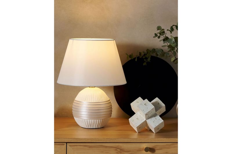 Evarado Bordlampe 37 cm E27 - Beige/Kremhvit - Belysning - Innendørsbelysning & Lamper - Soveromslampe - Sengelamper - Nattbordslampe stående