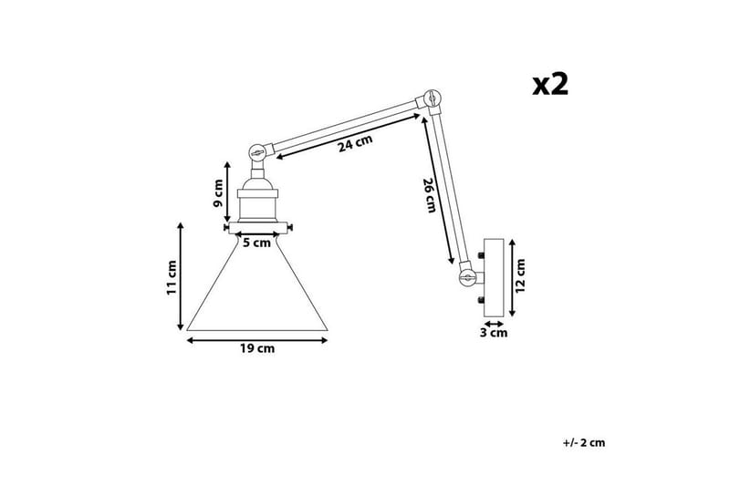 Narve Vegglampe 2 stk E27 - Svart - Belysning - Innendørsbelysning & Lamper - Soveromslampe - Sengelamper - Sengelampe vegg