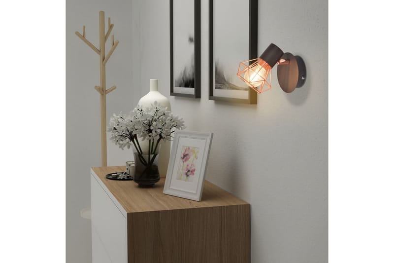 Vegglampe 2 stk E14 svart og kobber - Svart - Sengelampe vegg - Veggarmatur - Vegglampe