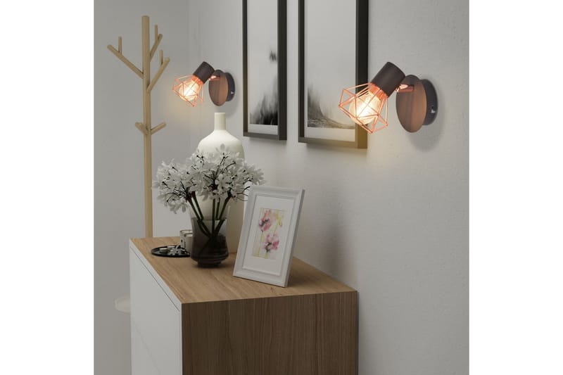 Vegglampe 2 stk E14 svart og kobber - Svart - Sengelampe vegg - Veggarmatur - Vegglampe