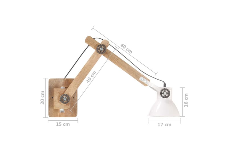 Vegglampe i industriell stil hvit rund E27 - Hvit - Belysning - Innendørsbelysning & Lamper - Soveromslampe - Sengelamper - Sengelampe vegg