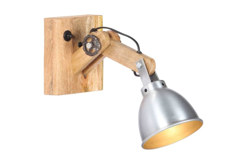 Vegglampe E27 sølv heltre mango og jern - Silver - Belysning - Innendørsbelysning & Lamper - Soveromslampe - Sengelamper - Sengelampe vegg