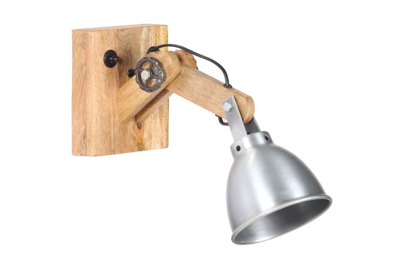 Vegglampe E27 sølv heltre mango og jern - Silver - Belysning - Innendørsbelysning & Lamper - Soveromslampe - Sengelamper - Sengelampe vegg