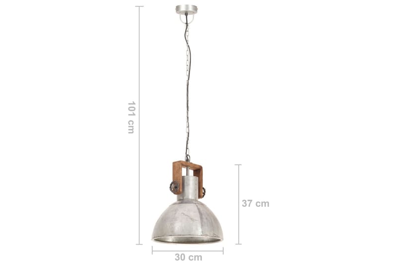 Industriell hengelampe 25 W sølv rund 30 cm E27 - Silver - Belysning - Innendørsbelysning & Lamper - Taklampe - Kjøkkenlampe & taklampe kjøkken