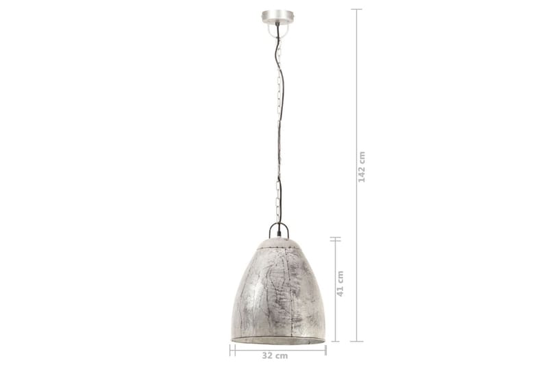 Industriell hengelampe 25 W sølv rund 32 cm E27 - Silver - Belysning - Innendørsbelysning & Lamper - Taklampe - Pendellamper & Hengelamper