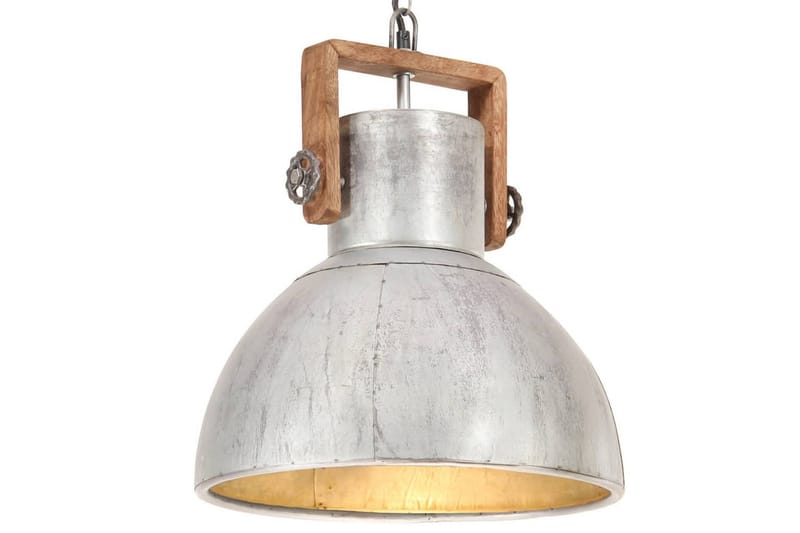 Industriell hengelampe 25 W sølv rund 40 cm E27 - Silver - Belysning - Innendørsbelysning & Lamper - Taklampe - Pendellamper & Hengelamper