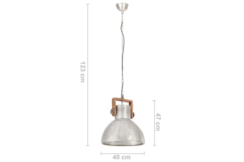 Industriell hengelampe 25 W sølv rund 40 cm E27 - Silver - Belysning - Innendørsbelysning & Lamper - Taklampe - Pendellamper & Hengelamper