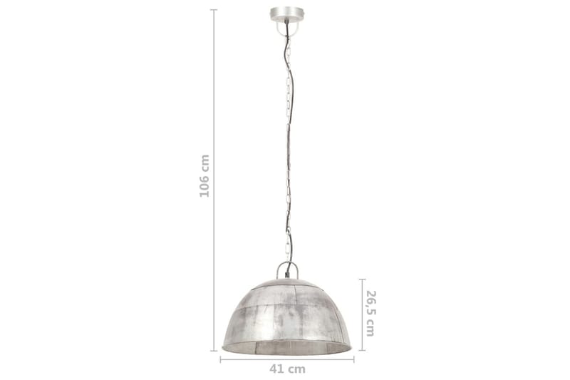 Industriell vintage hengelampe 25 W sølv rund 41 cm E27 - Silver - Belysning - Innendørsbelysning & Lamper - Taklampe - Pendellamper & Hengelamper