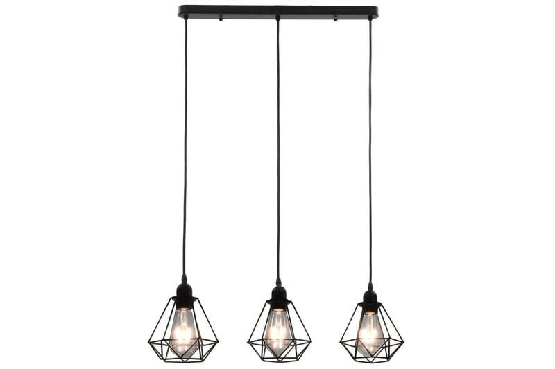 Taklampe med diamant-design svart 3 x E27 lysprer - Svart - Belysning - Innendørsbelysning & Lamper - Taklampe - Pendellamper & Hengelamper