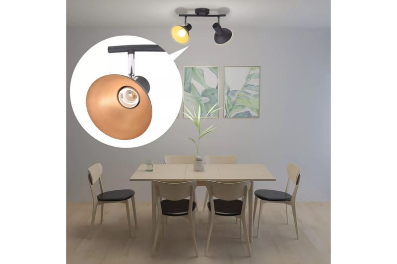 Taklampe for 2 prer E27 svart and gull - Flerfarget - Belysning - Innendørsbelysning & Lamper - Taklampe - Takplafond