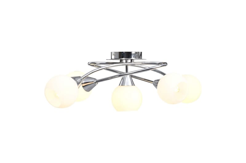 Taklampe keramikkskjermer for 5 E14 lyspærer hvit kule - Plafond - Takplafond - Lamper gang - Taklampe