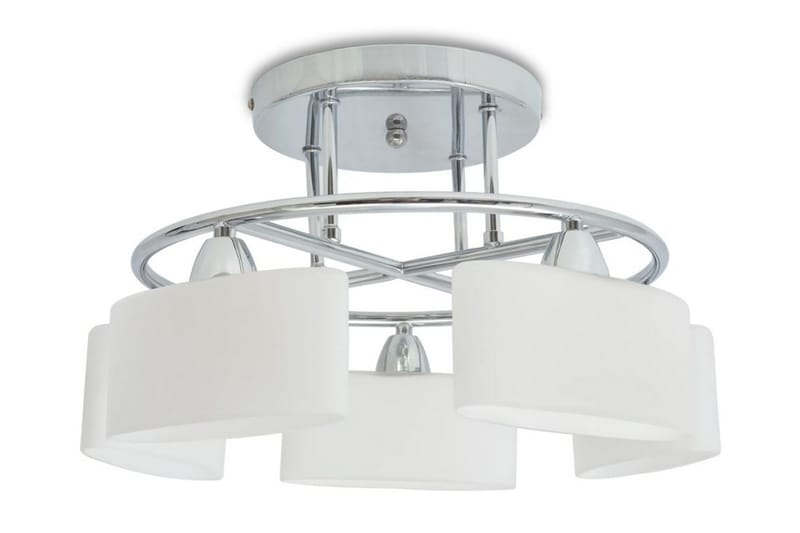 Taklampe m. ellipseformede glasskjermer for 5 E14-prer 200W - Hvit - Plafond - Takplafond - Lamper gang - Taklampe