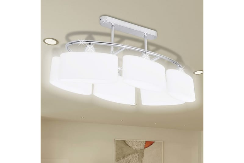 Taklampe med ellipseformede glasskjermer 2 stk E14 - Hvit - Plafond - Takplafond - Lamper gang - Taklampe