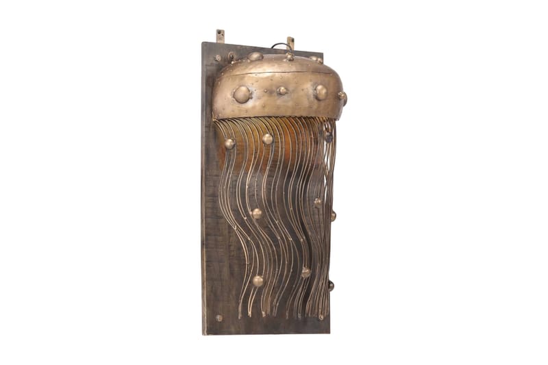 Vegglampe med glassmanetdesign jern og heltre mangotre - Brun - Sengelampe vegg - Veggarmatur - Vegglampe