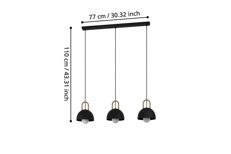 Takpendel Eglo Calmanera med 3 lamper svart, messing - Svart/Messing - Belysning - Innendørsbelysning & Lamper - Vinduslampe