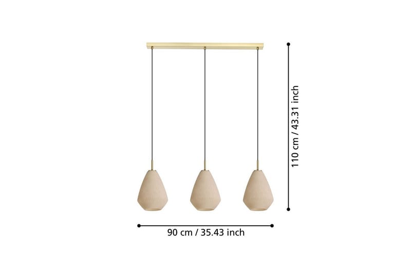 Takpendel Eglo Caprarola med 3 Lamper - Messing - Belysning - Innendørsbelysning & Lamper - Vinduslampe