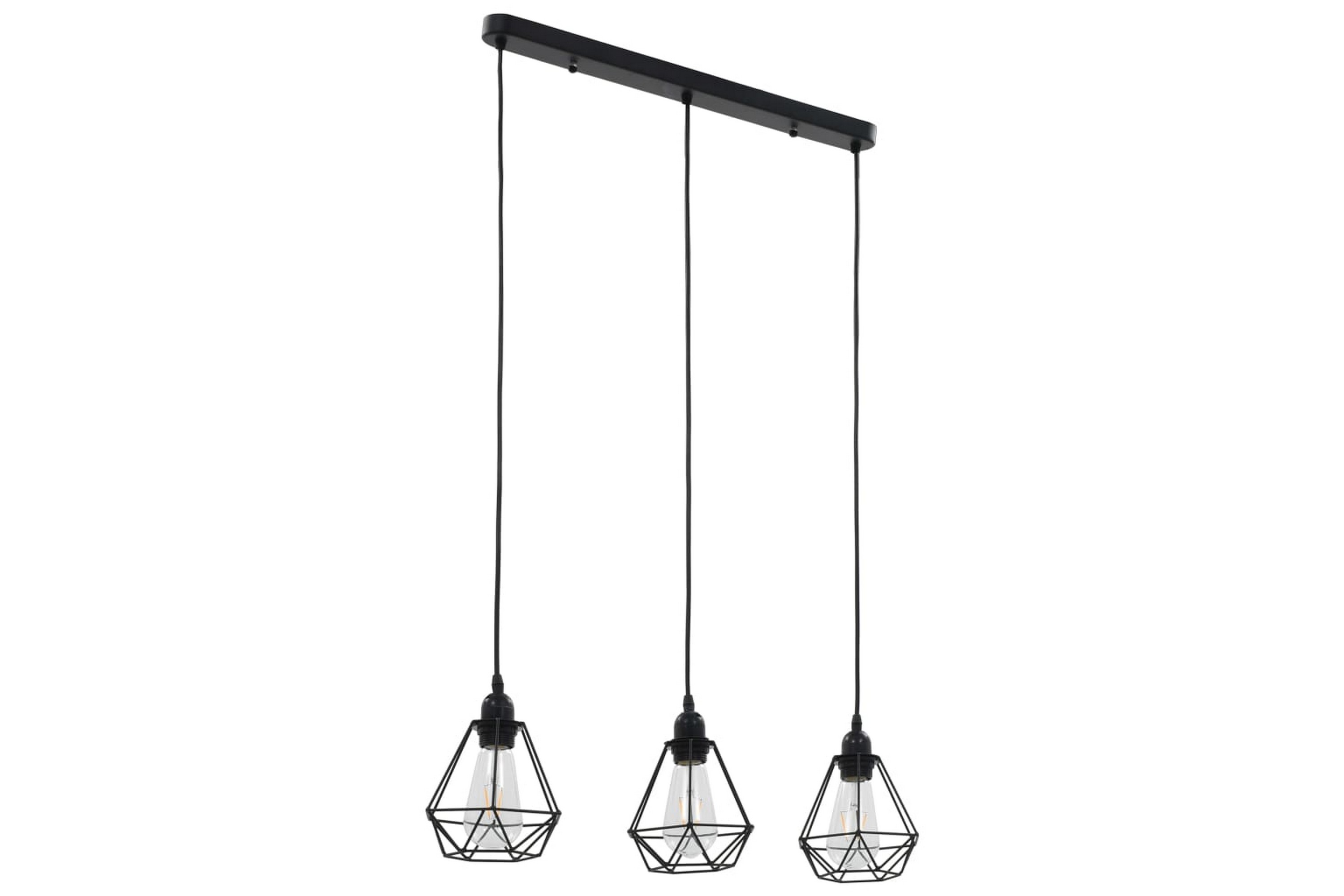 Be Basic Taklampe med diamant-design svart 3 x E27 lysprer - Svart