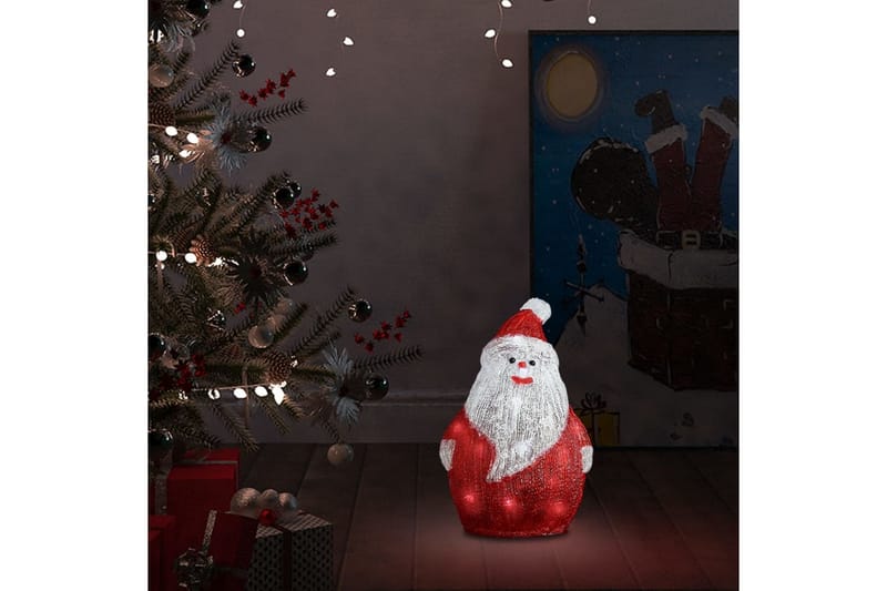 LED-julenissefigur akryl innendørs og utendørs 28cm - Rød - Julebelysning utendørs