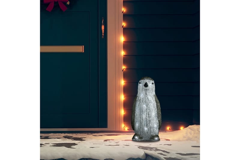 LED-pingvinfigur akryl innendørs og utendørs 30 cm - Grå - Julebelysning utendørs