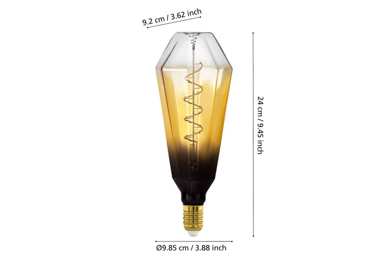 Lyskilde Eglo LM-E27-LED T100 4W Svart-Transparent Brun - Brun - Belysning - Dekorasjonsbelysning