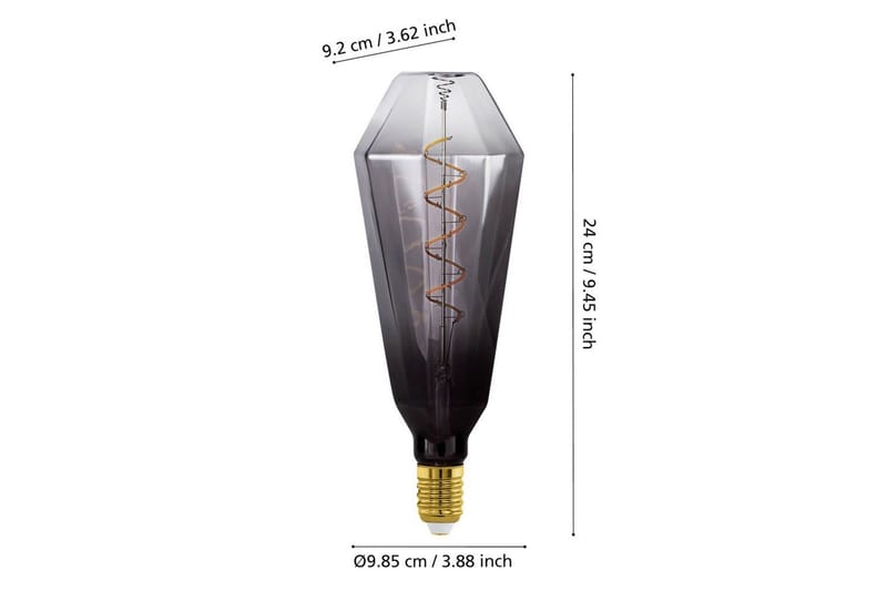 Lyskilde Eglo LM-E27-LED T100 4W Svart-Transparent Grå - Grå - Belysning - Dekorasjonsbelysning