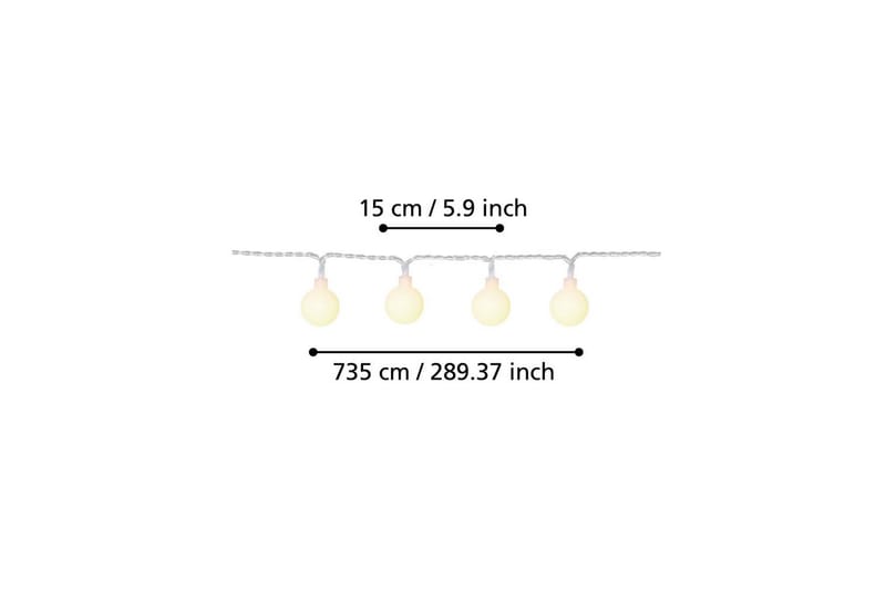 Lysslynge utendørsbelysning Eglo Libisa 735 cm - Hvit - Belysning - Lyspærer & lyskilder - LED-belysning - LED-lyslenke