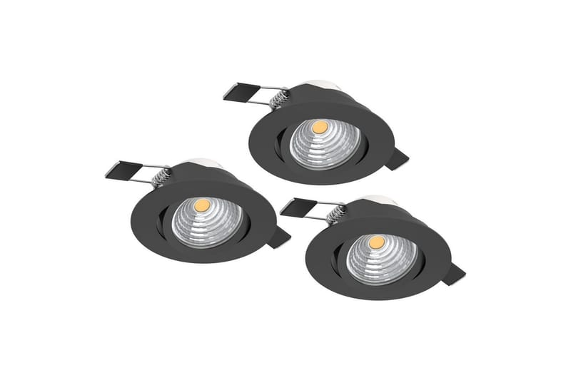 Innfelt Lampe Eglo Saliceto 3 stk Ø88 mm 2700K Svart - Svart - Belysning - Downlights & spotlights - LED downlight