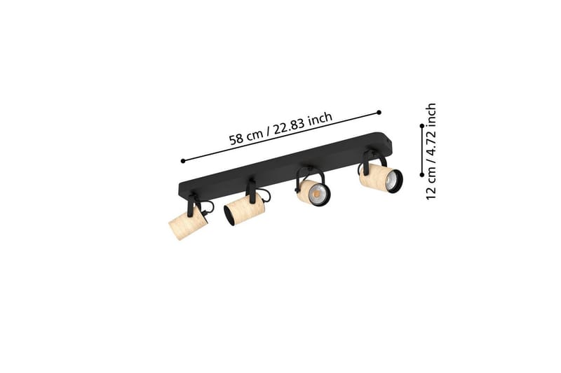 Spotlight Eglo Cayuca med 4 lamper - Svart/Brun - Belysning - Downlights & spotlights