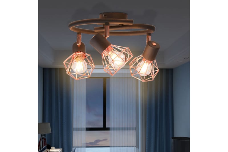 Taklampe med 3 spotlys E14 svart og kobber - Svart - Belysning - Downlights & spotlights