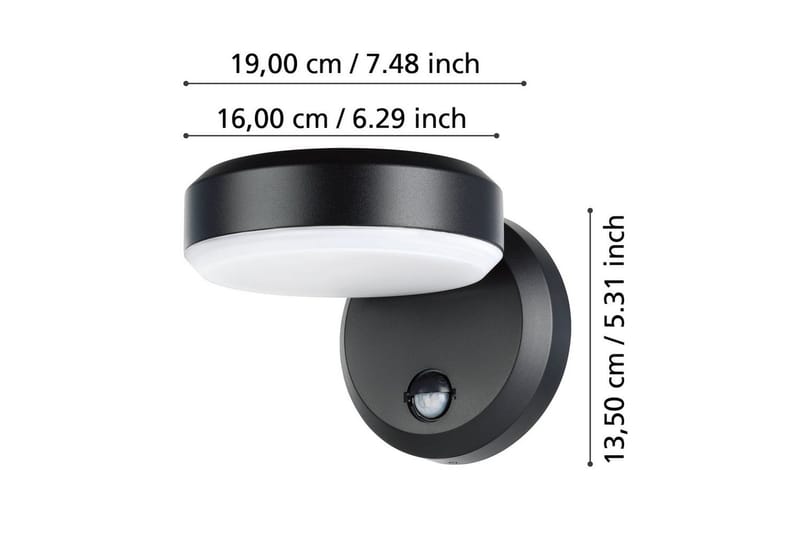 Vegglampe utendørsbelysning Eglo Fornaci med sensor - Hvit/Svart - Belysning - Downlights & spotlights - Downlight utendørs