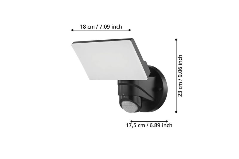 Veggstrålekaster Utendørs Eglo Pagino med Sensor - Svart - Belysning - Downlights & spotlights - Spotlight utendørs