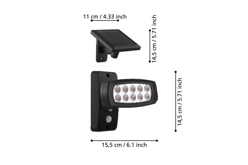 Veggstrålekaster utendørsbelysning Eglo Palizzi med sensor - Svart - Belysning - Downlights & spotlights - Spotlight utendørs