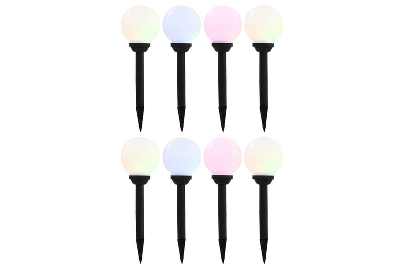 Utendørs sollampe 8 stk LED kuleformet 15 cm RGB - Belysning - Utendørsbelysning - Solcellebelysning