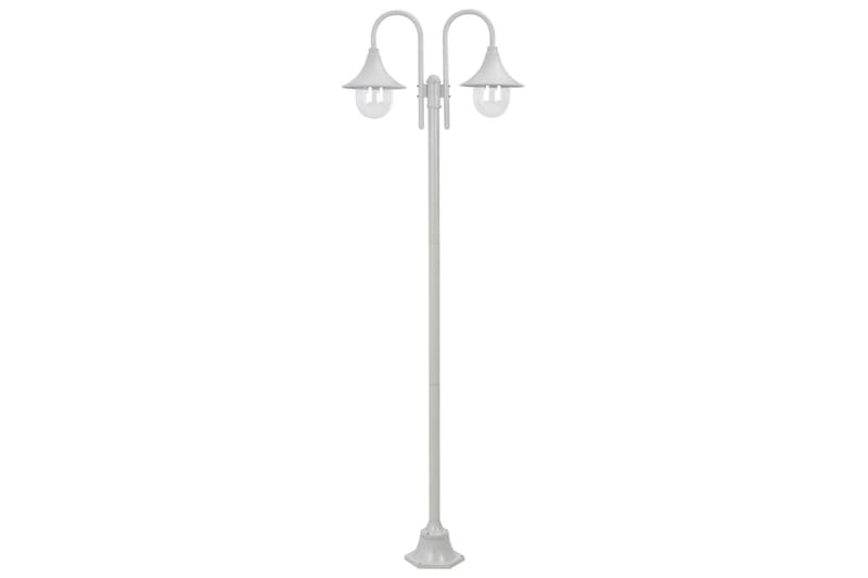 Hagelyktestolpe E27 220 cm aluminium 2 lamper hvit - Hvit - Belysning - Utendørsbelysning - Stolpelykt & portlykt