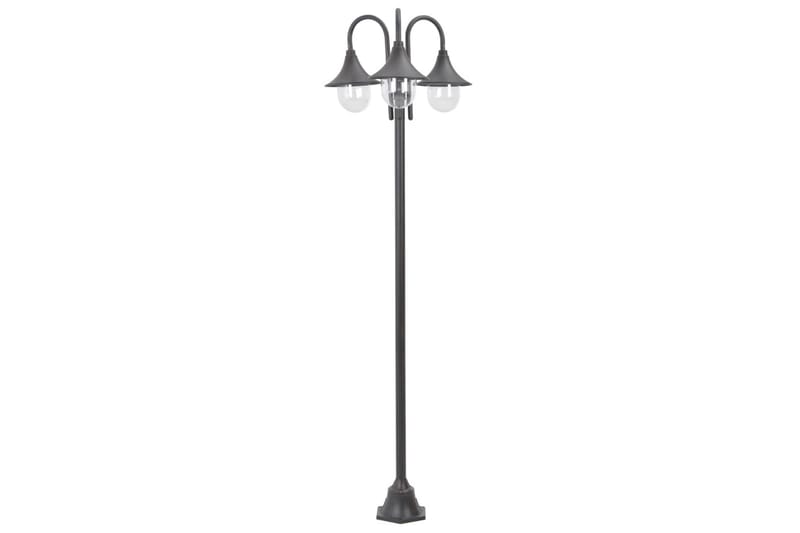 Hagelyktestolpe E27 220 cm aluminium 3 lamper bronse - Svart - Belysning - Utendørsbelysning - Stolpelykt & portlykt