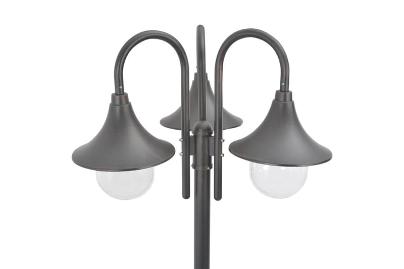 Hagelyktestolpe E27 220 cm aluminium 3 lamper bronse - Svart - Belysning - Utendørsbelysning - Stolpelykt & portlykt