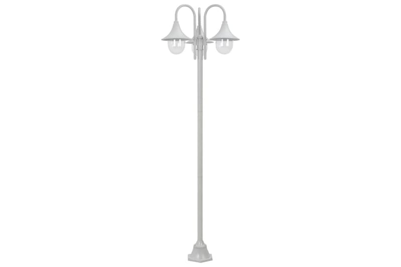 Hagelyktestolpe E27 220 cm aluminium 3 lamper hvit - Hvit - Belysning - Utendørsbelysning - Stolpelykt & portlykt