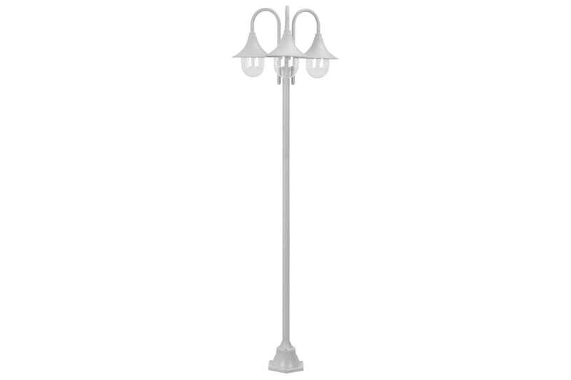 Hagelyktestolpe E27 220 cm aluminium 3 lamper hvit - Hvit - Belysning - Utendørsbelysning - Stolpelykt & portlykt