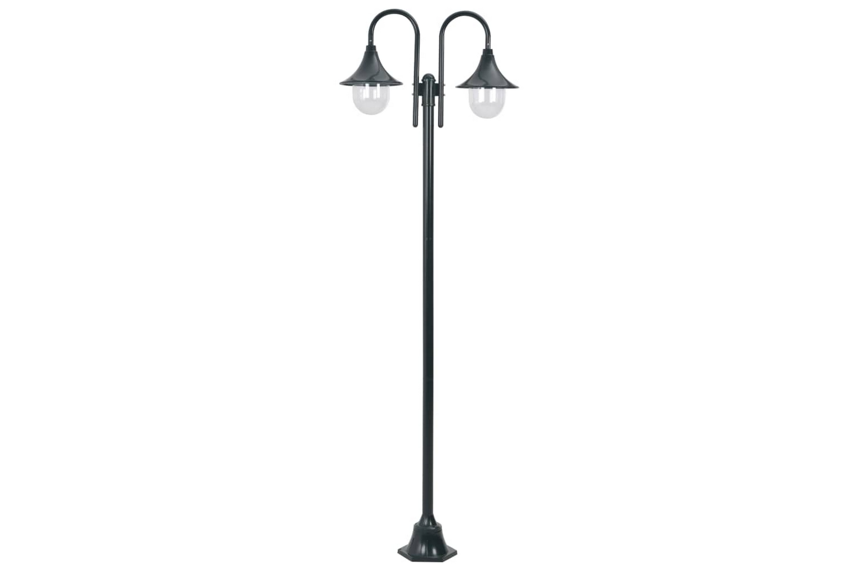 Be Basic Hagelyktestolpe E27 220 cm aluminium 2 lamper mørkegrønn - Svart