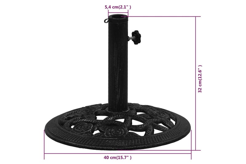 Parasollbase svart 40x40x32 cm støpejern - Svart - Hagemøbler & utemiljø - Øvrig hagemøbler - Tilbehør hagemøbler - Parasollfot