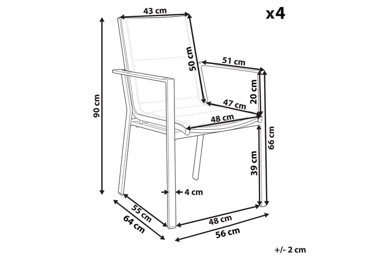 Armstol Zama 4 stk - Svart/Grå - Hagemøbler & utemiljø - Balkong & terrasse - Balkongmøbler - Balkongstoler