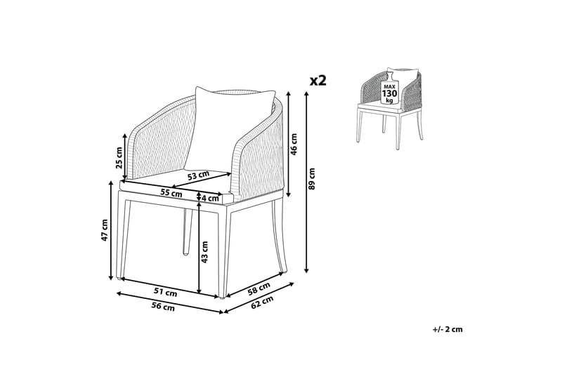 Hagestol 2 stk aluminium grå LIPARI - Grå - Hagemøbler & utemiljø - Balkong & terrasse - Balkongmøbler - Balkongstoler